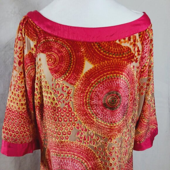 Casual Living, Dress, X, Sheer Burnt Velvet layered over Nude Lining, Pink Trim - Picture 5 of 15